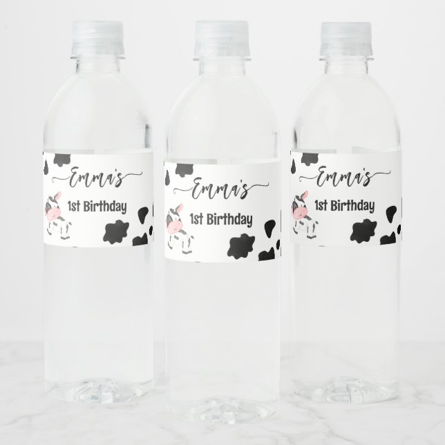Cow party tableware cow pattern personalized water bottle label (Bottles)