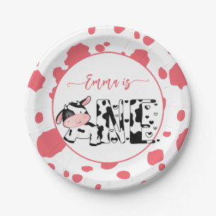 Cow party tableware pink cow pattern personalized paper plate