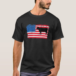 Cow Patriotic Usa Flag Farm Animal Dairy 4 July T-Shirt