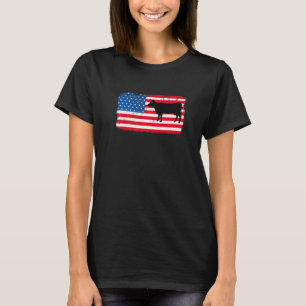 Cow  Patriotic Usa Flag Farm Animal  Dairy 4 July T-Shirt