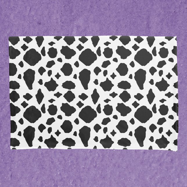 Cow Pattern Animal Print Black White Country Pillowcase (A pillow case with a black and white cow pattern)
