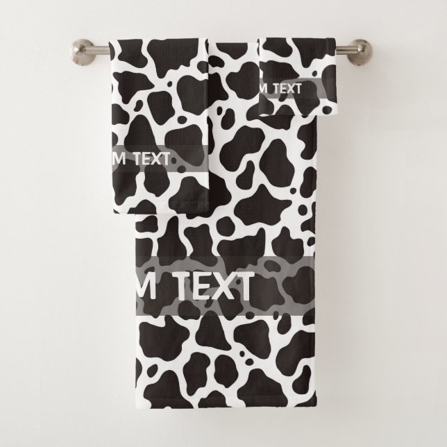 Cow pattern background bath towel set (Insitu)
