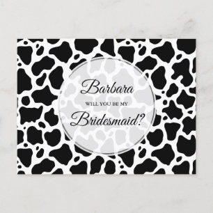 Cow Pattern Background Bridesmaid Card