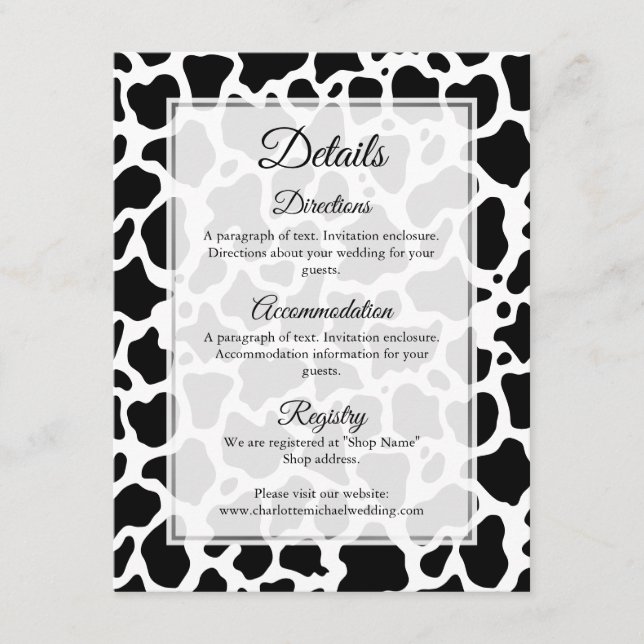 Cow Pattern Background Enclosure Card (Front)