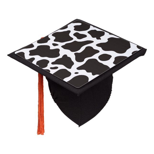 Cow pattern background graduation cap topper (Angled)