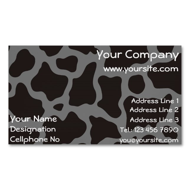 Cow pattern background 	Magnetic business card (Front)