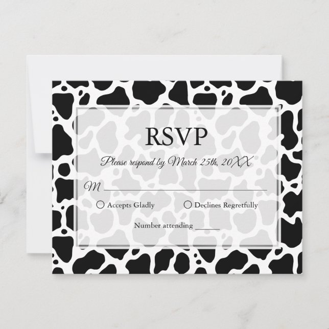 Cow Pattern Background RSVP Card (Front)