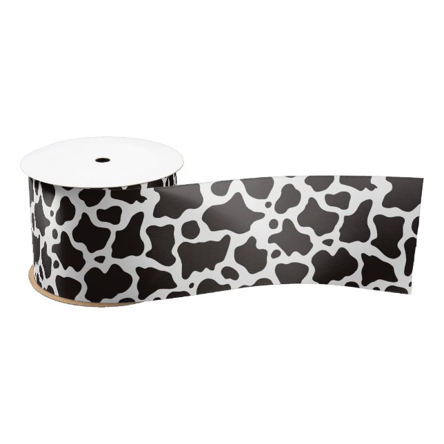 Cow pattern background satin ribbon (Spool)