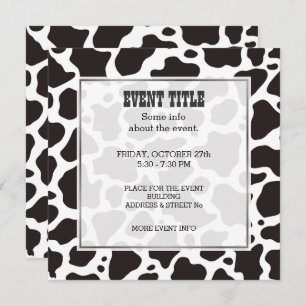 Cow Pattern Background Square Invitation