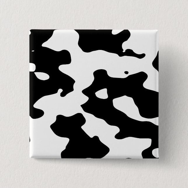 Cow Pattern Black and White 2 Inch Square Button (Front)