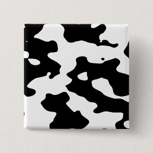 Cow Pattern Black and White 2 Inch Square Button