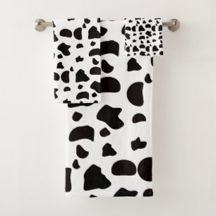 Cow Pattern Black and White Bath Towel Set