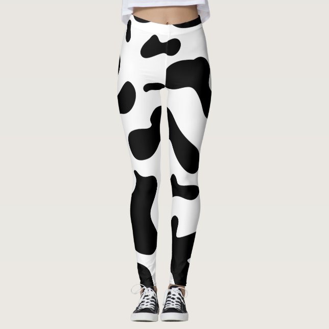 cow pattern black and white, black panther movie  leggings (Front)