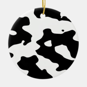 Cow Pattern Black and White Ceramic Ornament