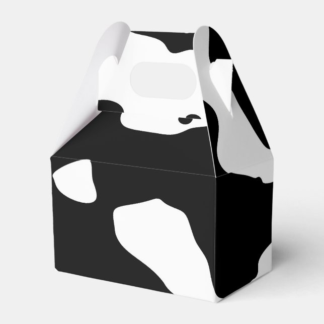 Cow Pattern Black and White Favor Box (Front Side)