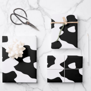 Cow Pattern Black and White  Wrapping Paper Sheet