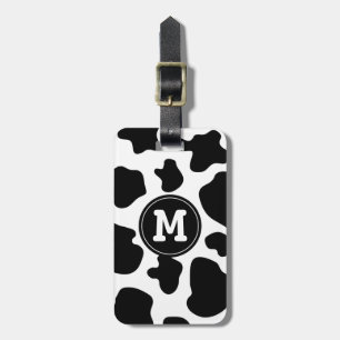Cow pattern luggage tag   Monogrammed animal print