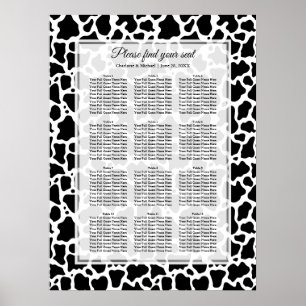 Cow Pattern Wedding Seating Chart Poster