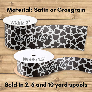 Cow Pattern with Custom Text Satin Ribbon