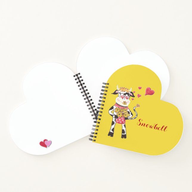 Cow Personalized Heart Spiral Bound Notebook (Inside)