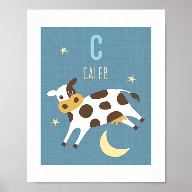 Cow Personalized Nursery Poster Print (Front)