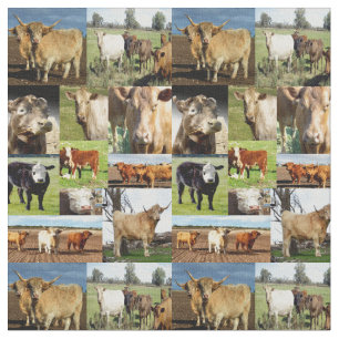 Cow Photo Collage, Fabric