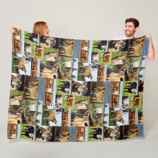 Cow Photo Collage, Fleece Blanket (In Situ)
