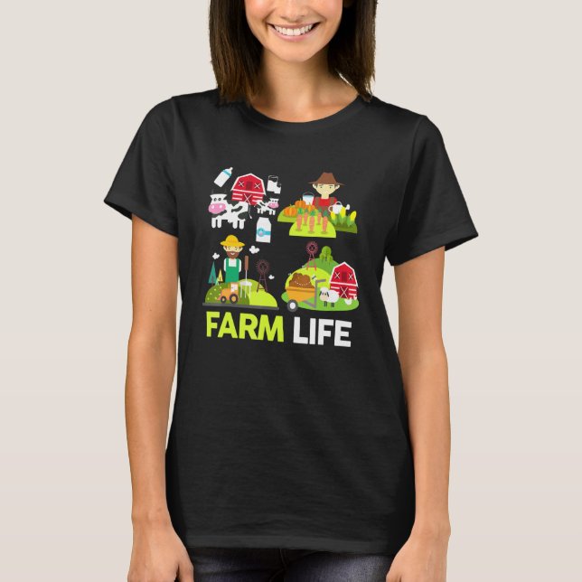 Cow Pig Chicken Goat Farming Dairy Animals Novelty T-Shirt (Front)
