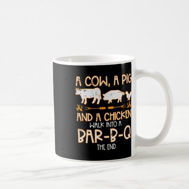 Cow Pig Chicken Walk R B Q Bbq Rbecue Grilling Men Coffee Mug (Right)