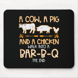Cow Pig Chicken Walk R B Q Bbq Rbecue Grilling Men Mouse Pad