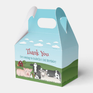 Cow Pig Sheep Chickens Farm Birthday Thank You Favor Box