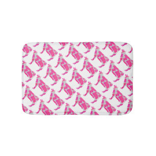 Cow Pink and White Silhouette Bath Mat