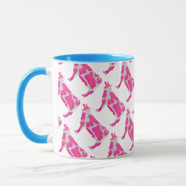 Cow Pink and White Silhouette Mug (Left)