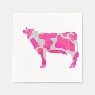 Cow Pink and White Silhouette Napkin