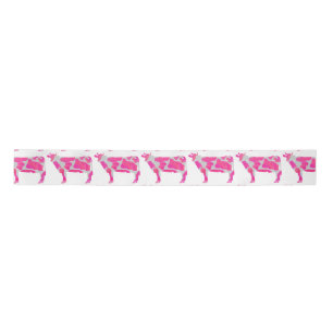 Cow Pink and White Silhouette Satin Ribbon