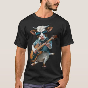 Cow Playing Electric Guitar  Animal Cow  Guitar T-Shirt