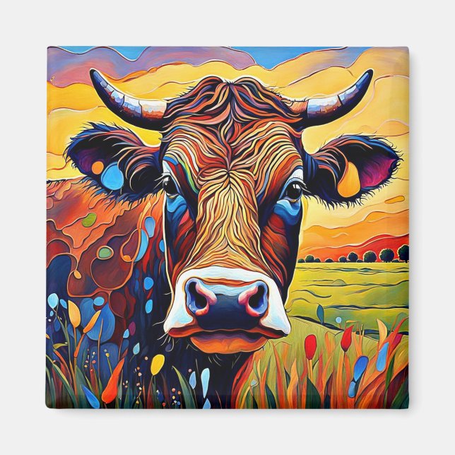 Cow portrait 1 magnet (Front)