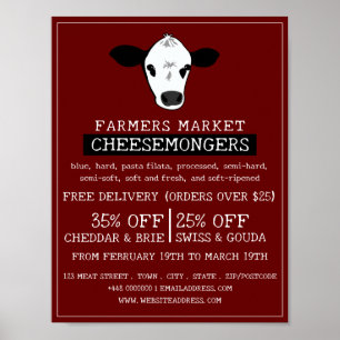 Cow Portrait, Cheesemonger Advertising Poster