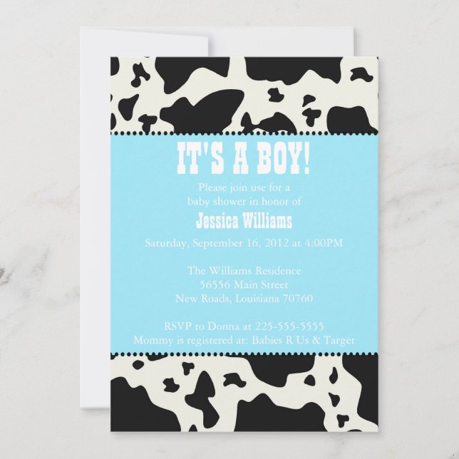Cow Print Baby Shower Invitation (Front)