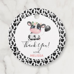 Cow Print Birthday Thank You Sticker Favour Tags