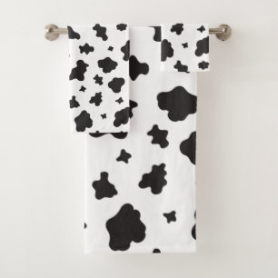 Cow Print Black and White Bath Towel Set