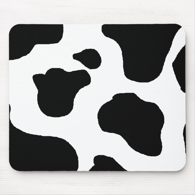 Cow print black and white blotchy pattern mouse pad (Front)