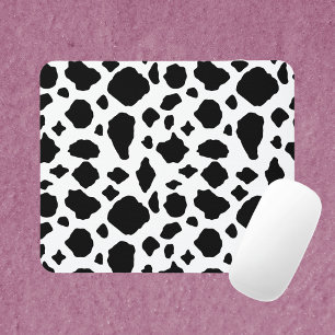 Cow Print Black and White Mouse Pad