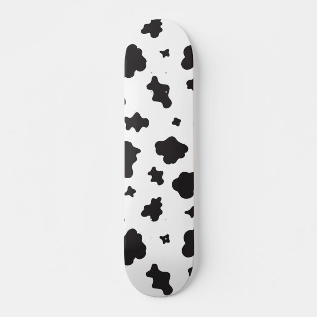 Cow Print Black and White Skateboard (Front)