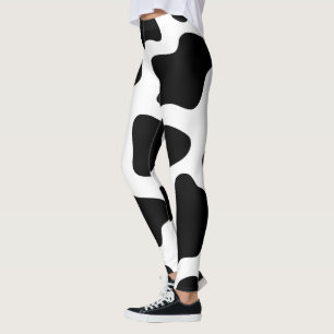 Cow Print Black & White Halloween Leggings