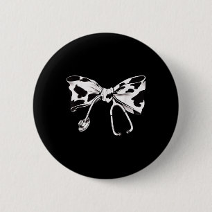 Cow Print Bow And Stethoscope Nurse Rn Graduation 2 Inch Round Button