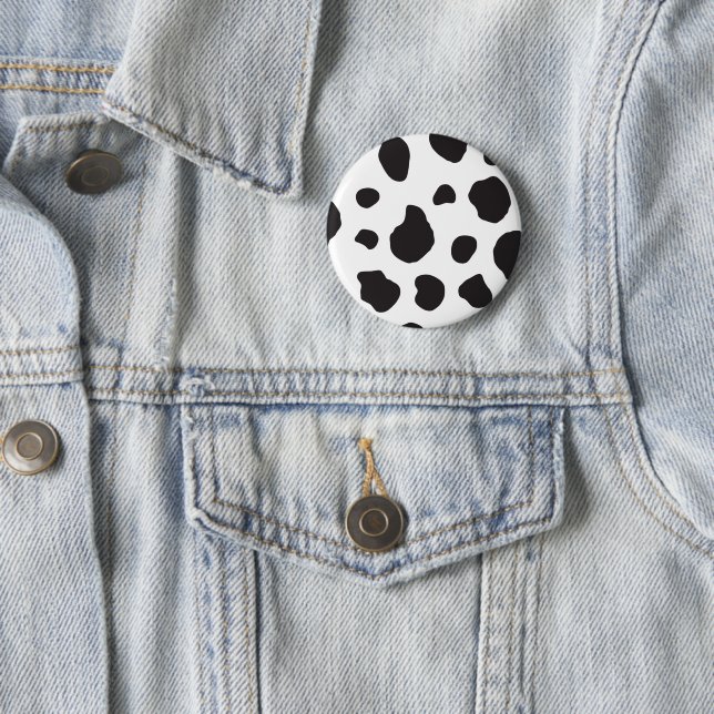 Cow Print, Cow Pattern, Cow Spots, Black And White 2 Inch Round Button (In Situ)