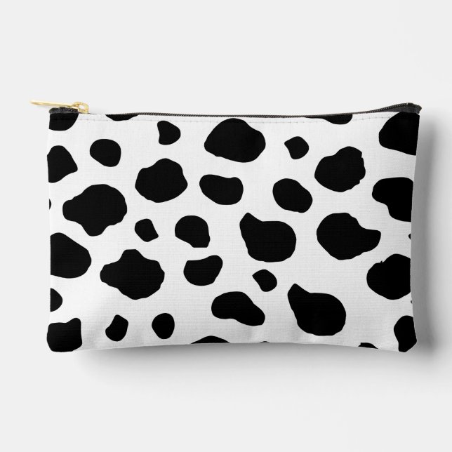 Cow Print, Cow Pattern, Cow Spots, Black And White Accessory Pouch (Front)