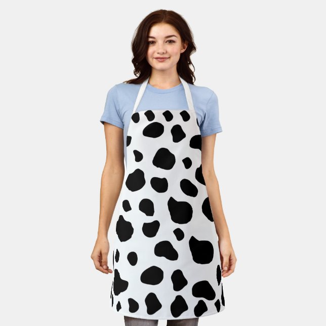 Cow Print, Cow Pattern, Cow Spots, Black And White Apron (Worn)