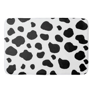 Cow Print, Cow Pattern, Cow Spots, Black And White Bath Mat